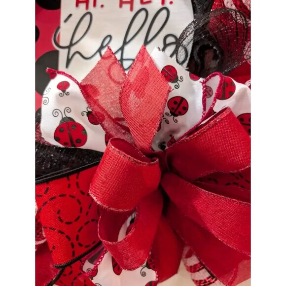 Lady Bug Front Door Wreath, Summer Wreath, Summer Decor, Home Decor, Gift - Picture 3 of 5